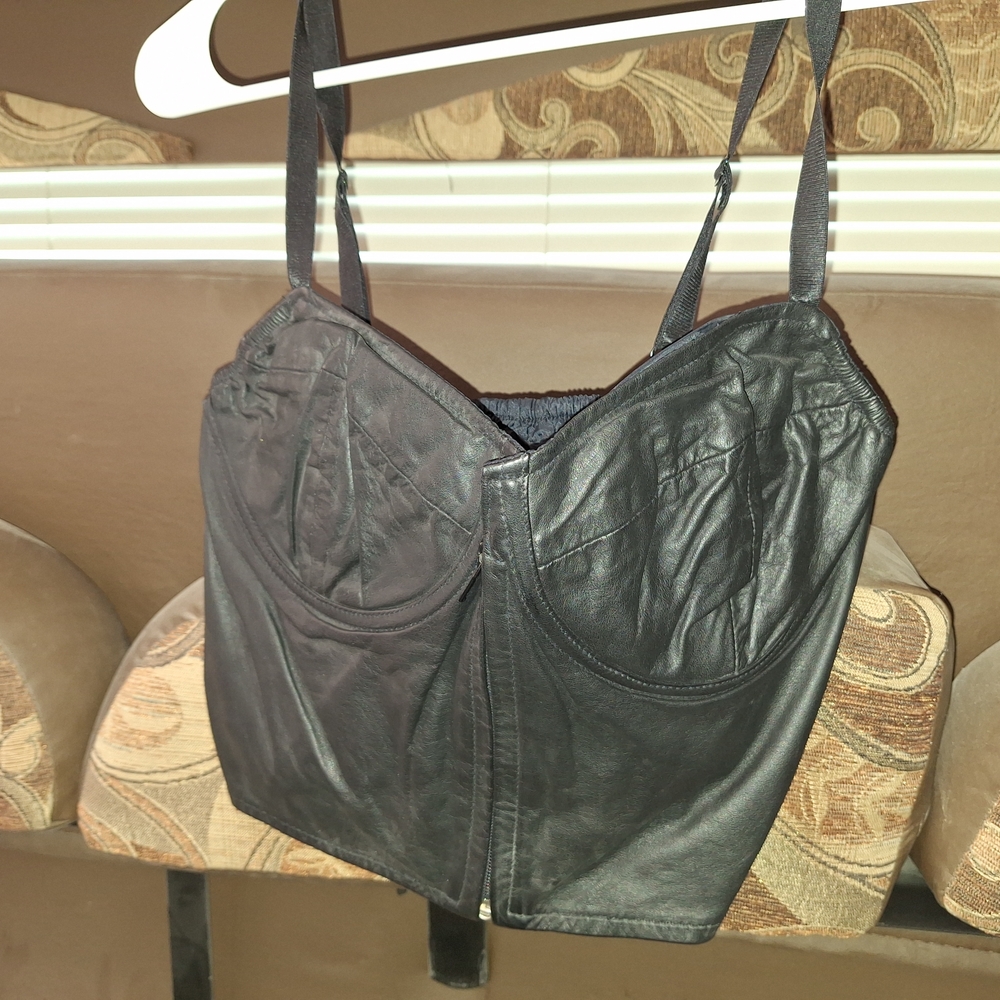 Black Leather Tank Top